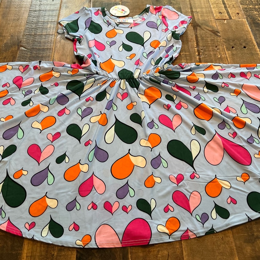 Dot Dot Smile size 5/6, 7, 8/10 or 11 girls Cap sleeve twirl dress new hearts